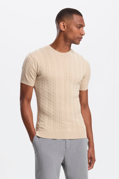 DAS KABEL-KURZARM-T-SHIRT